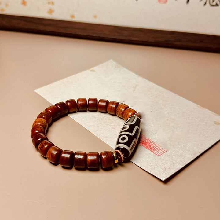 Braccialetto di protezione con perline di osso tibetane e Buddha Stones, perline Dzi a nove occhi
