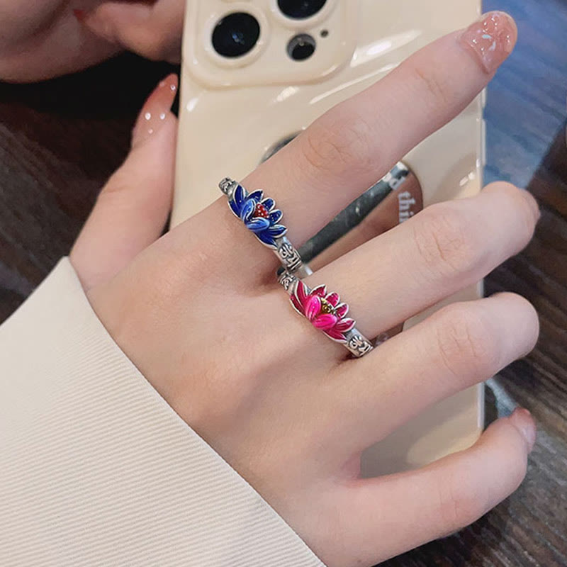 Anello della pace in rilievo di loto Om Mani Padme Hum in argento sterling 925 Buddha Stones - image 12