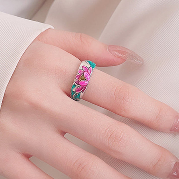 Anello Buddha Stones 925 Sterling Silver Lotus Flower Heart Sutra Enlightenment - image 9