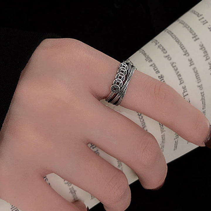 Anello regolabile Buddha Stones, argento sterling 925, monete di rame, benedizione della ricchezza - image 9