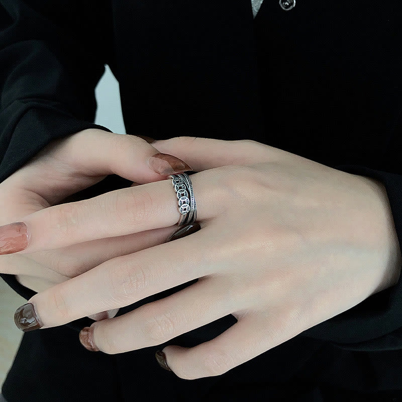 Anello regolabile Buddha Stones, argento sterling 925, monete di rame, benedizione della ricchezza - image 4