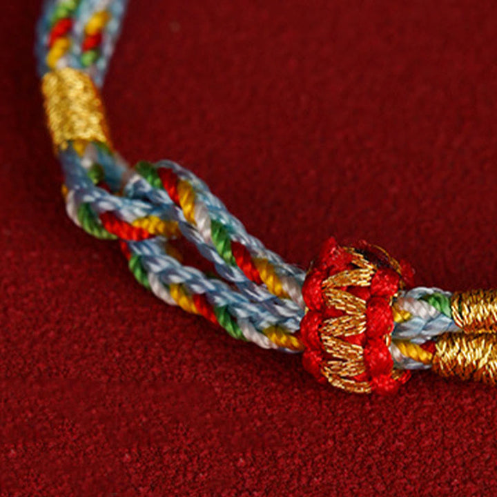 Bracciale Buddha Stones 925 Sterling Silver Fu Character Luck Multicolore Corda Bambino Adulto