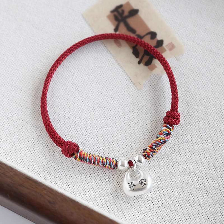 Bracciale intrecciato con carattere Fu in argento sterling 925 fatto a mano con Buddha Stones, sicuro e fortunato