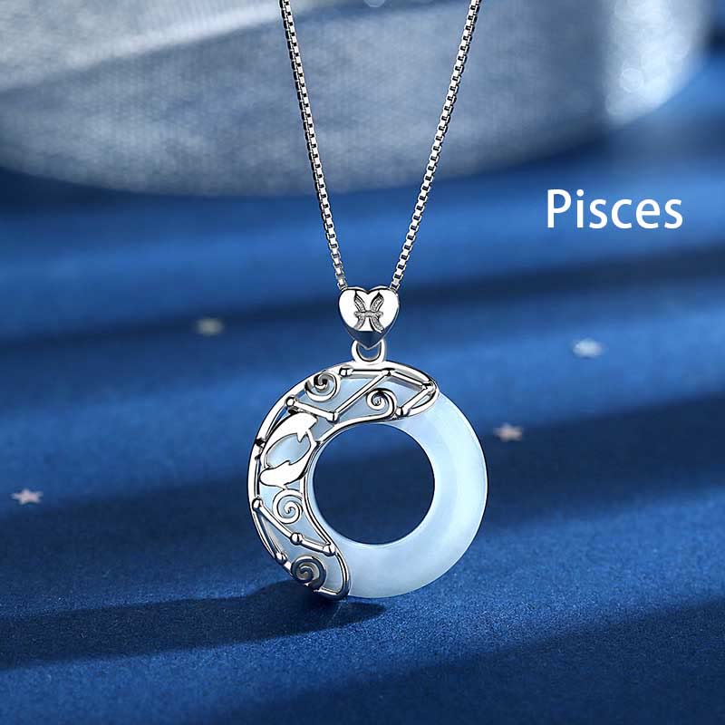 Buddha Stones 925 Sterling Silver 12 Costellazioni dello Zodiaco Occhio di Gatto Collana Pendente Supporto Amore