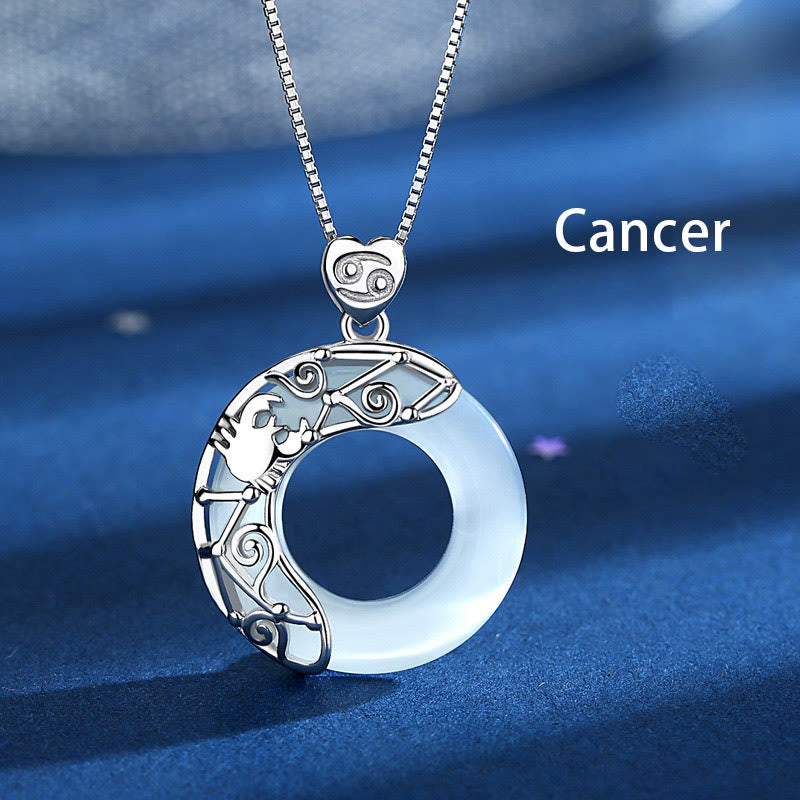 Buddha Stones 925 Sterling Silver 12 Costellazioni dello Zodiaco Occhio di Gatto Collana Pendente Supporto Amore
