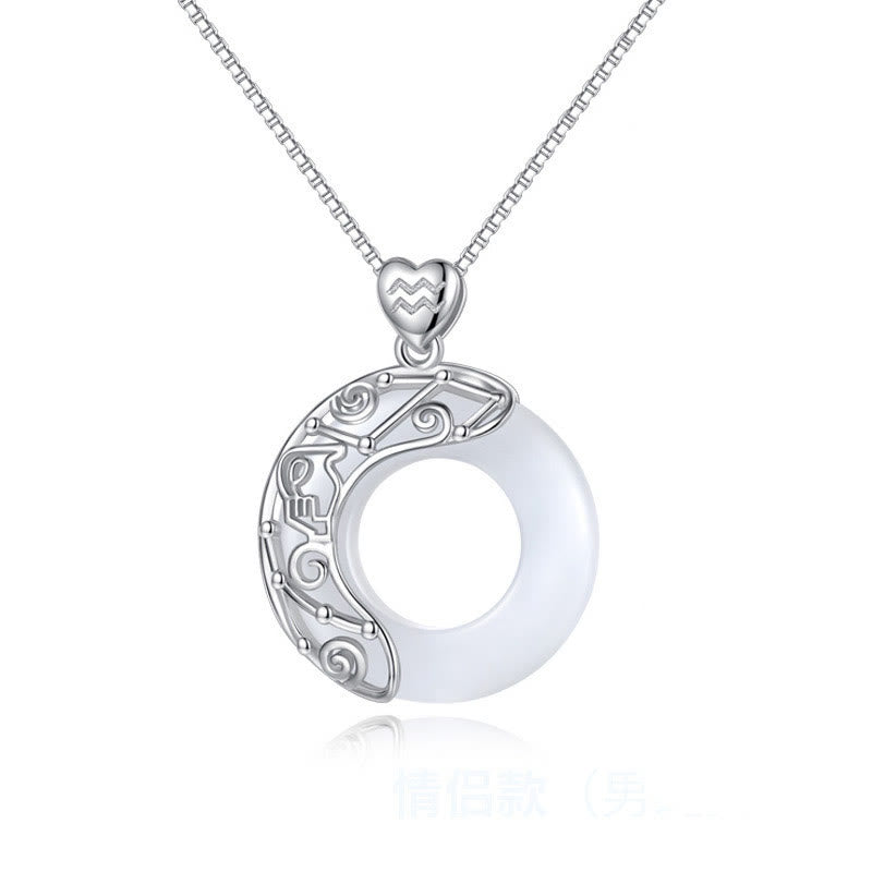 Buddha Stones 925 Sterling Silver 12 Costellazioni dello Zodiaco Occhio di Gatto Collana Pendente Supporto Amore