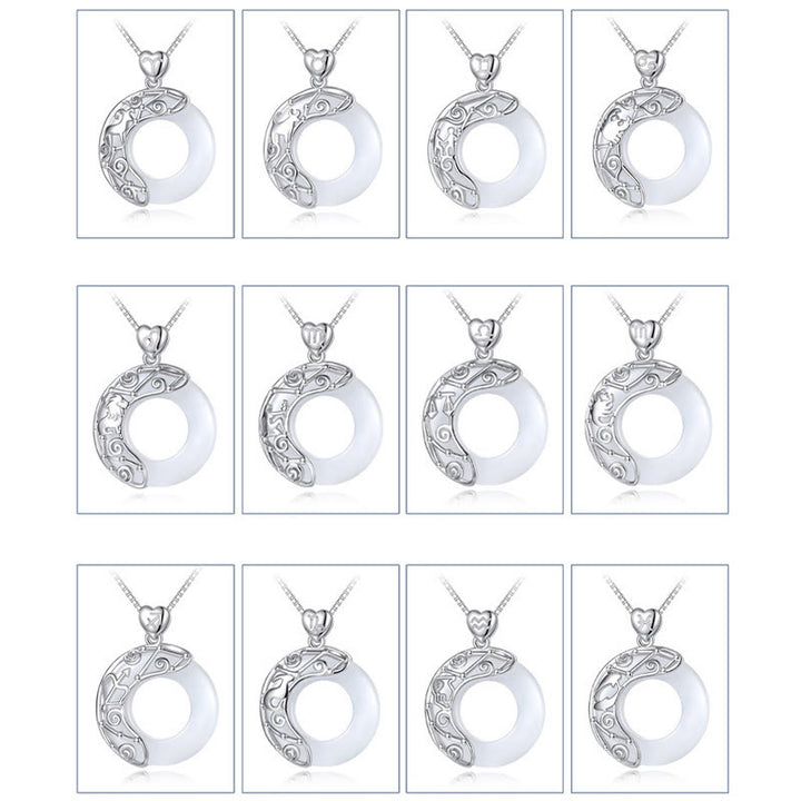 Buddha Stones 925 Sterling Silver 12 Costellazioni dello Zodiaco Occhio di Gatto Collana Pendente Supporto Amore