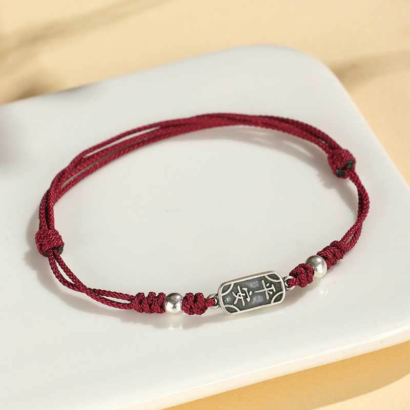 Bracciale intrecciato in argento sterling 925 fatto a mano con Buddha Stones, pace e gioia, protezione sicura e benefica
