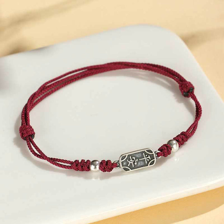 Bracciale intrecciato in argento sterling 925 fatto a mano con Buddha Stones, pace e gioia, protezione sicura e benefica