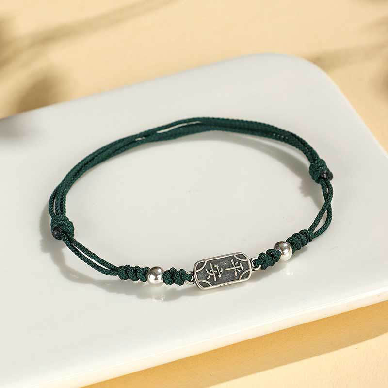 Bracciale intrecciato in argento sterling 925 fatto a mano con Buddha Stones, pace e gioia, protezione sicura e benefica