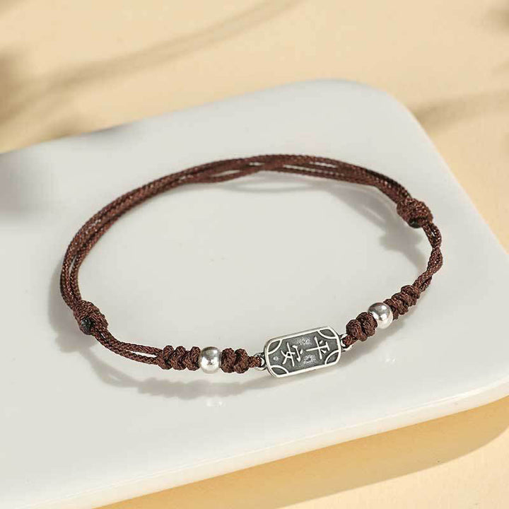 Bracciale intrecciato in argento sterling 925 fatto a mano con Buddha Stones, pace e gioia, protezione sicura e benefica