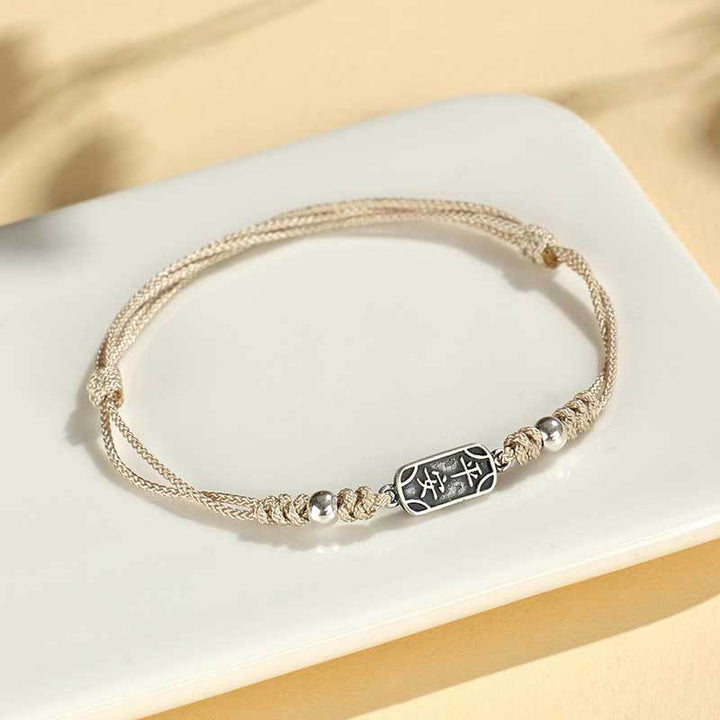 Bracciale intrecciato in argento sterling 925 fatto a mano con Buddha Stones, pace e gioia, protezione sicura e benefica
