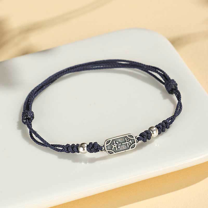 Bracciale intrecciato in argento sterling 925 fatto a mano con Buddha Stones, pace e gioia, protezione sicura e benefica
