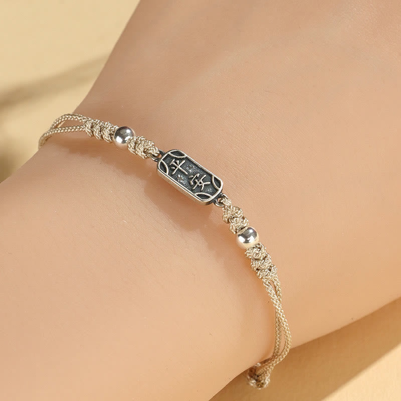 Bracciale intrecciato in argento sterling 925 fatto a mano con Buddha Stones, pace e gioia, protezione sicura e benefica