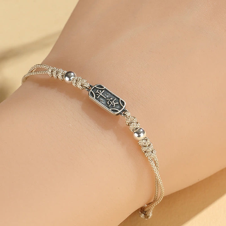 Bracciale intrecciato in argento sterling 925 fatto a mano con Buddha Stones, pace e gioia, protezione sicura e benefica