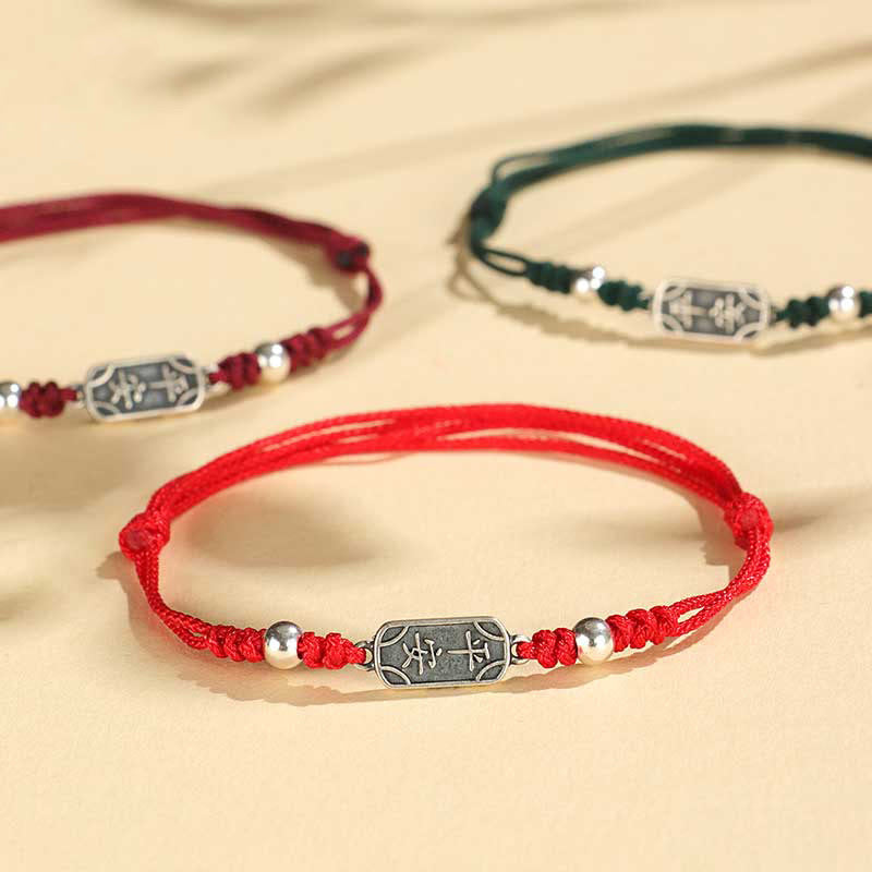 Bracciale intrecciato in argento sterling 925 fatto a mano con Buddha Stones, pace e gioia, protezione sicura e benefica