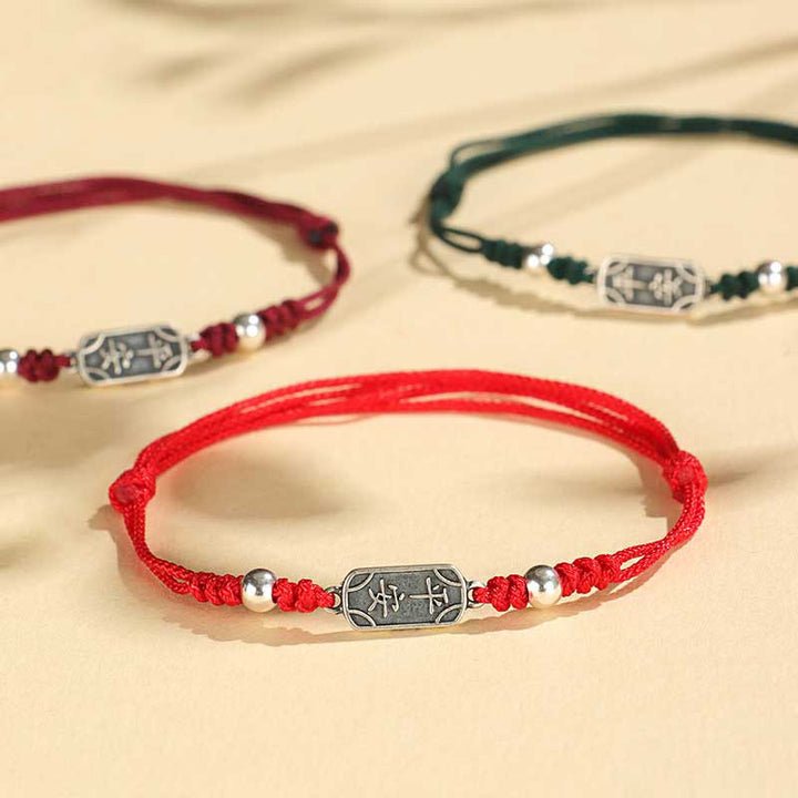 Bracciale intrecciato in argento sterling 925 fatto a mano con Buddha Stones, pace e gioia, protezione sicura e benefica