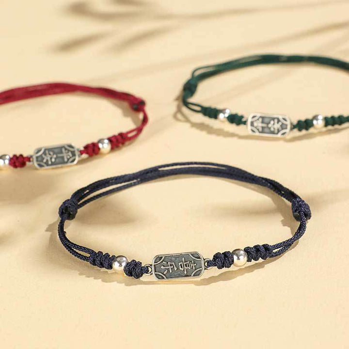 Bracciale intrecciato in argento sterling 925 fatto a mano con Buddha Stones, pace e gioia, protezione sicura e benefica
