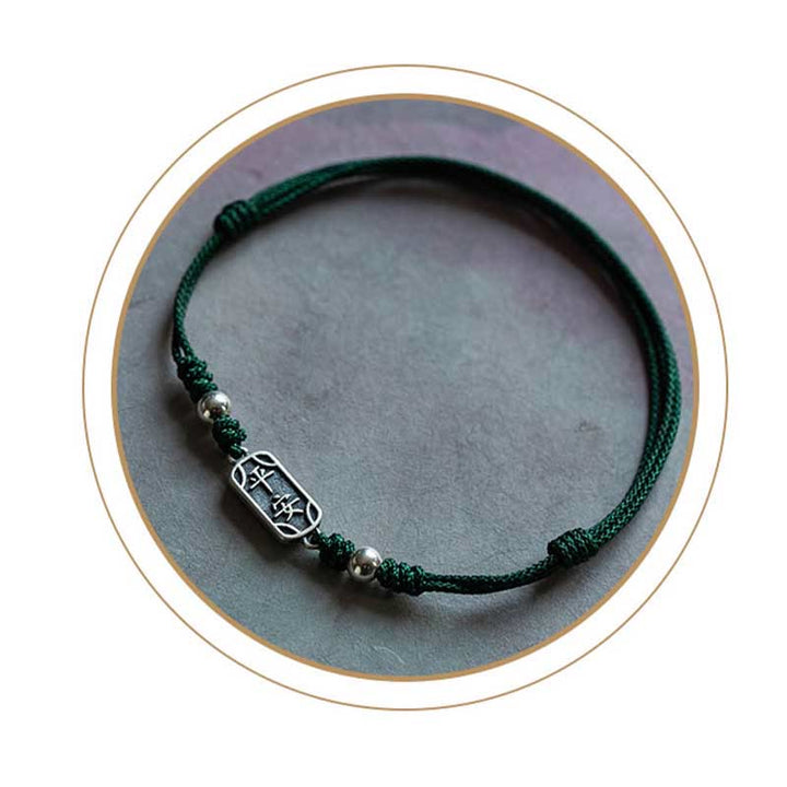 Bracciale intrecciato in argento sterling 925 fatto a mano con Buddha Stones, pace e gioia, protezione sicura e benefica