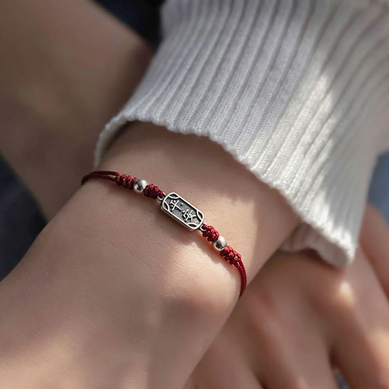 Bracciale intrecciato in argento sterling 925 fatto a mano con Buddha Stones, pace e gioia, protezione sicura e benefica