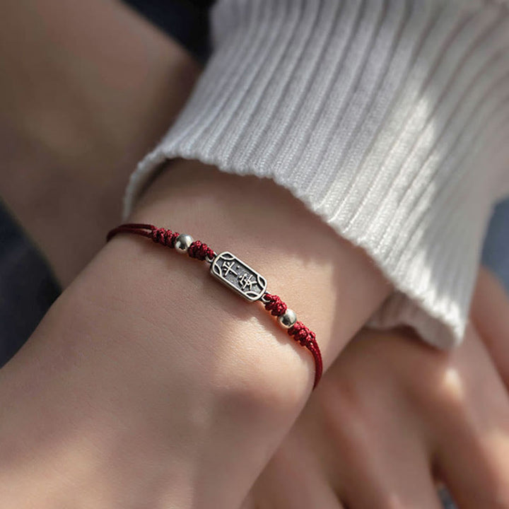 Bracciale intrecciato in argento sterling 925 fatto a mano con Buddha Stones, pace e gioia, protezione sicura e benefica