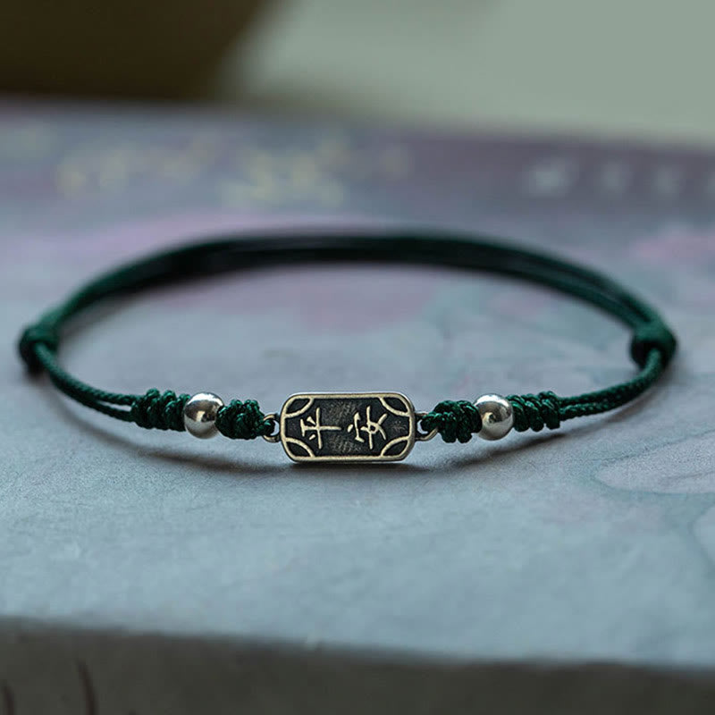 Bracciale intrecciato in argento sterling 925 fatto a mano con Buddha Stones, pace e gioia, protezione sicura e benefica