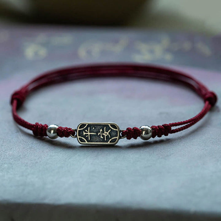 Bracciale intrecciato in argento sterling 925 fatto a mano con Buddha Stones, pace e gioia, protezione sicura e benefica