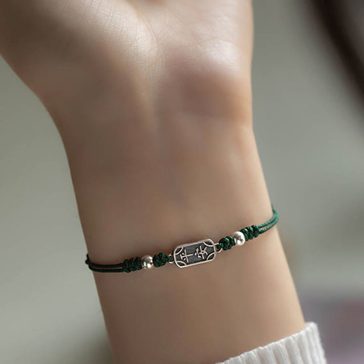 Bracciale intrecciato in argento sterling 925 fatto a mano con Buddha Stones, pace e gioia, protezione sicura e benefica