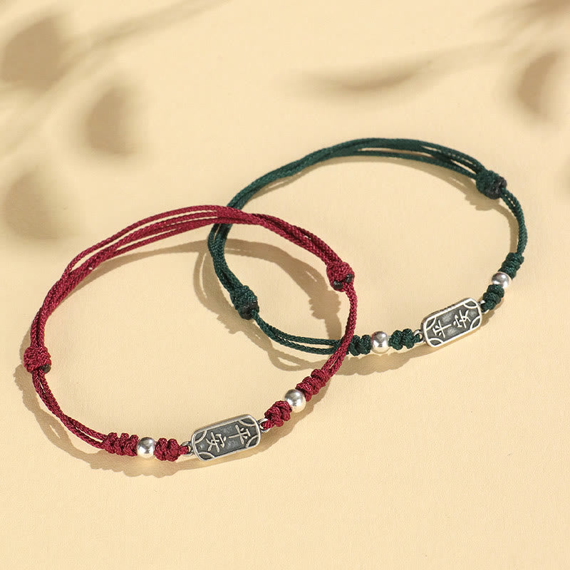 Bracciale intrecciato in argento sterling 925 fatto a mano con Buddha Stones, pace e gioia, protezione sicura e benefica