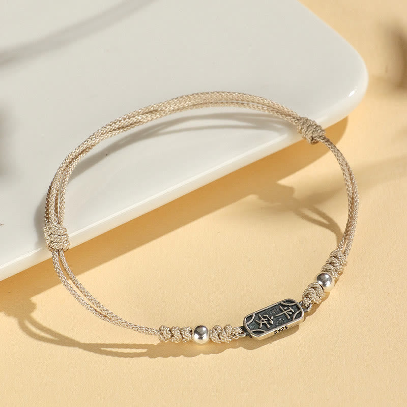 Bracciale intrecciato in argento sterling 925 fatto a mano con Buddha Stones, pace e gioia, protezione sicura e benefica
