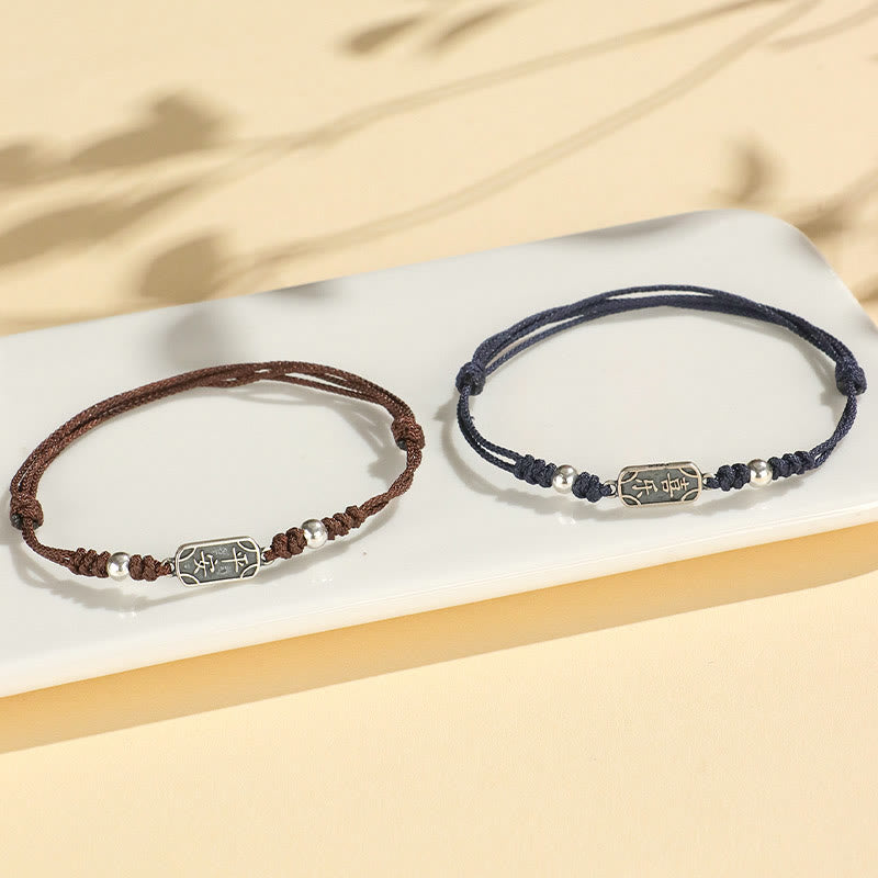 Bracciale intrecciato in argento sterling 925 fatto a mano con Buddha Stones, pace e gioia, protezione sicura e benefica
