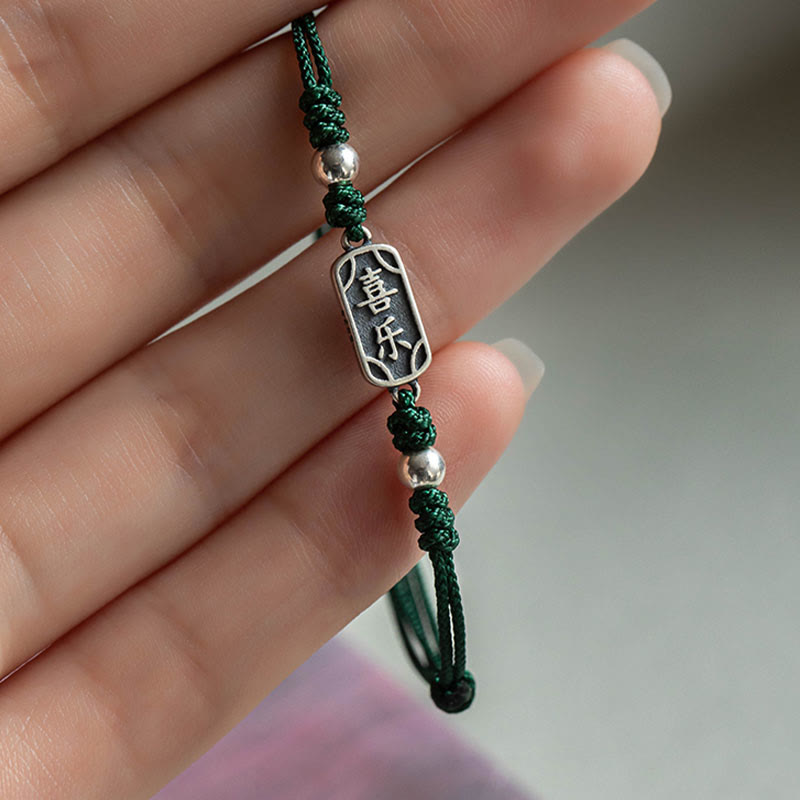 Bracciale intrecciato in argento sterling 925 fatto a mano con Buddha Stones, pace e gioia, protezione sicura e benefica