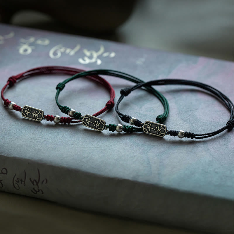 Bracciale intrecciato in argento sterling 925 fatto a mano con Buddha Stones, pace e gioia, protezione sicura e benefica