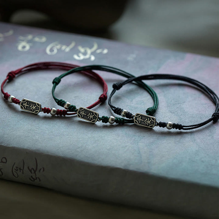 Bracciale intrecciato in argento sterling 925 fatto a mano con Buddha Stones, pace e gioia, protezione sicura e benefica