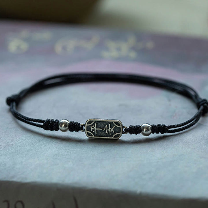 Bracciale intrecciato in argento sterling 925 fatto a mano con Buddha Stones, pace e gioia, protezione sicura e benefica