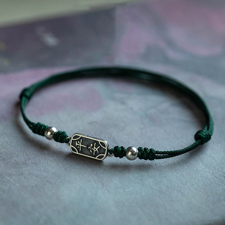 Bracciale intrecciato in argento sterling 925 fatto a mano con Buddha Stones, pace e gioia, protezione sicura e benefica
