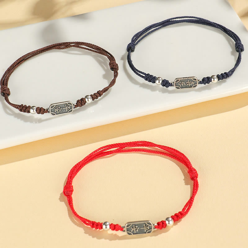 Bracciale intrecciato in argento sterling 925 fatto a mano con Buddha Stones, pace e gioia, protezione sicura e benefica