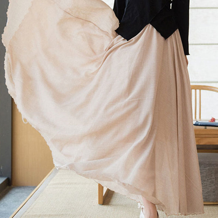 Gonna in lino elasticizzata a vita alta tinta unita Buddha Stones - image 32