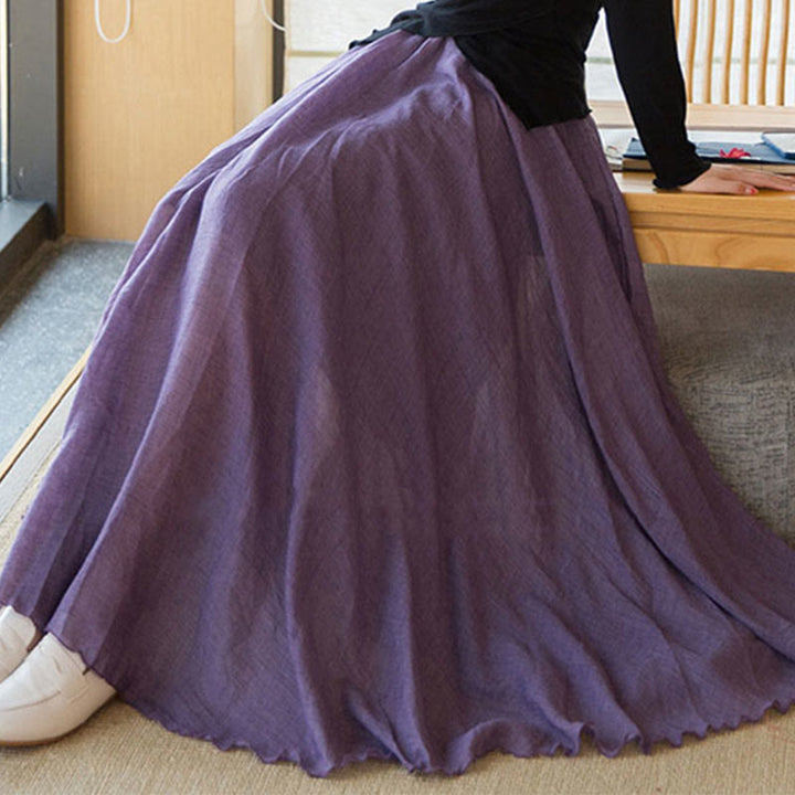 Gonna in lino elasticizzata a vita alta tinta unita Buddha Stones - image 11