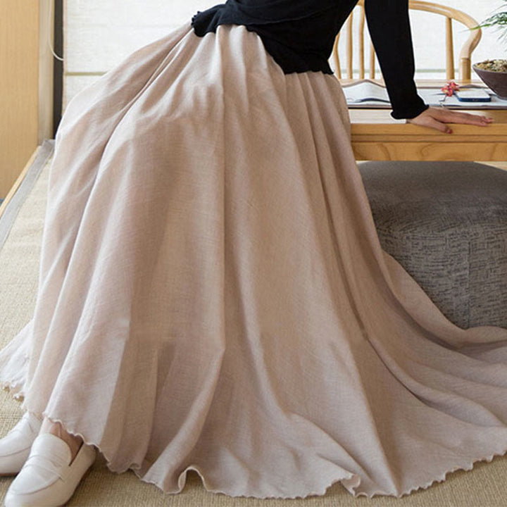 Gonna in lino elasticizzata a vita alta tinta unita Buddha Stones - image 30