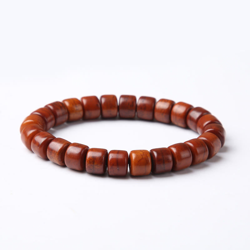 Braccialetto di forza Buddha Stones di osso tibetane, perline Dzi a tre occhi, corno di pecora, agata rossa