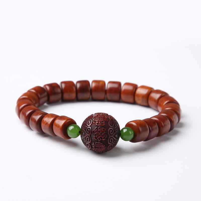 Braccialetto di forza Buddha Stones di osso tibetane, perline Dzi a tre occhi, corno di pecora, agata rossa