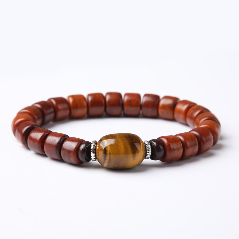 Braccialetto di forza Buddha Stones di osso tibetane, perline Dzi a tre occhi, corno di pecora, agata rossa