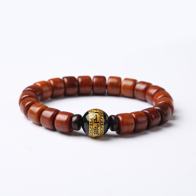 Braccialetto di forza Buddha Stones di osso tibetane, perline Dzi a tre occhi, corno di pecora, agata rossa