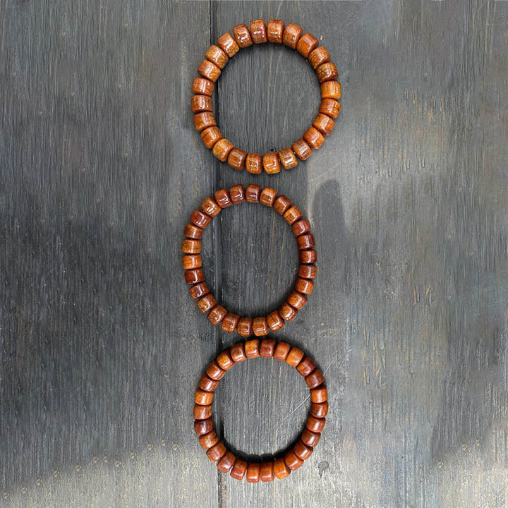 Braccialetto di forza Buddha Stones di osso tibetane, perline Dzi a tre occhi, corno di pecora, agata rossa