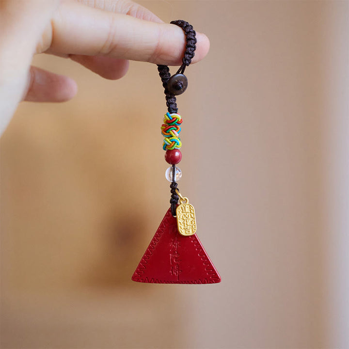 Buddha Stones Cinnabar Triangle Pattern Talisman Tieni lontani gli spiriti maligni Portachiavi