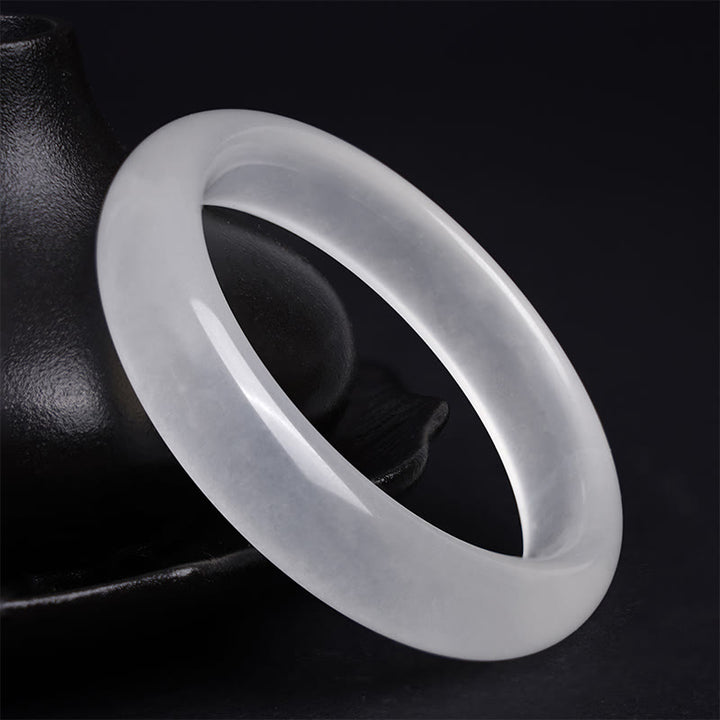 Bracciale rigido positivo Buddha Stones in calcedonio bianco naturale - image 3