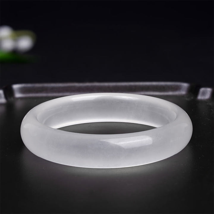 Bracciale rigido positivo Buddha Stones in calcedonio bianco naturale - image 2