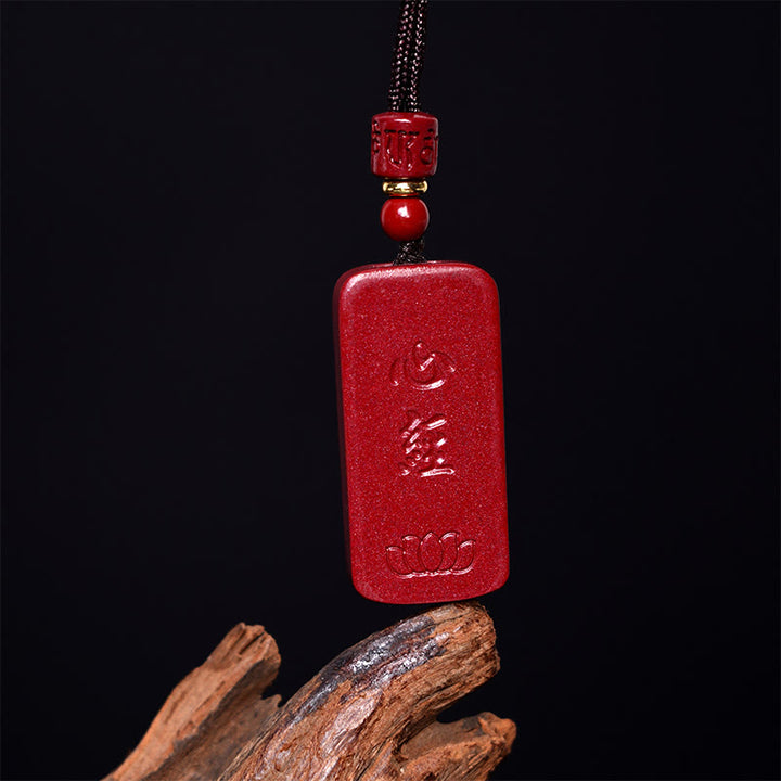 Collana con ciondolo in corda con benedizione incisa , Buddha Stones, cinabro, loto, cuore, Sutra - image 12