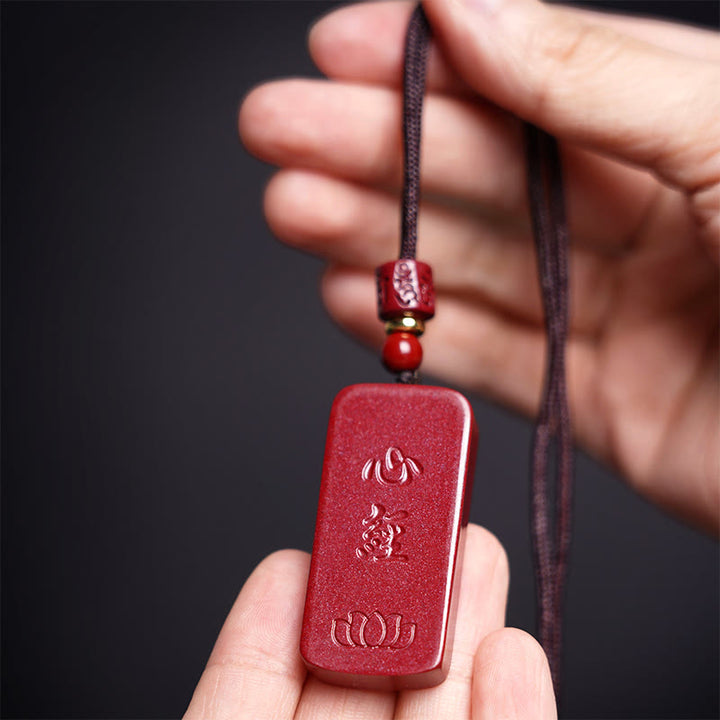 Collana con ciondolo in corda con benedizione incisa , Buddha Stones, cinabro, loto, cuore, Sutra - image 15